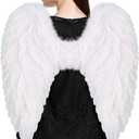 Angel Wings and Halo for Adult Feather Angel Wings Costume for Women Halloween Cosplay (White)
