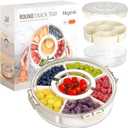 Small Divided Rotating Serving Tray with Lid and Handle,Portable Snackle Box Container,Spinner Organizer and Storage for Adults,Child,Fruits,Candy,Nuts,Veggie,Charcuterie,Snacks,Picnic,Travel, Party (White)