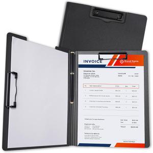 Tomorotec A4 Size Nursing Foldable Cover Clipboard with Pen Holder PP Foam Stationery Document Holder File Organizer Folder Writing Pad for Hospital Office School Business Classroom Supplies (Black)