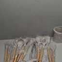 Umite Chef Kitchen Cooking Utensils Set, 33 pcs Non-Stick Silicone Cooking Kitchen Utensils Spatula Set with Holder, Wooden Handle Silicone Kitchen Gadgets Utensil Set (Khaki)