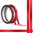 110 Yard Holographic Graphic Tape, Removable without Residue Sparkle Metallic Washi Tape Water/Tear Resistant Metallic Mirror Wrapping for Gift Box DIY Decorations, 3/8 Inch x 55 Yards (2 Rolls, Red)