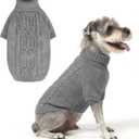 EXPAWLORER Dog Sweater - Fleece Pullover Knitwear with Leash Hole, Turtleneck Fall Dog Holiday Clothes with Reflective Yarn for Small Medium Dogs Puppy, Grey M