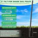 2 Packs Shade Sail Poles 12 Ft, Heavy Duty Sunshade Pole with Spiral Drill Bit Heavy Duty Steel Shade Sail Post with D-clamp Support Awning Canopy for Outside Backyard Garden