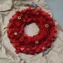 Valentine Wreath, 13 Inch Small Red Wreaths, Hand Carved | Natural Pine Wood, Valentine Christmas Decorations for Front Door, Wall & Window Decor