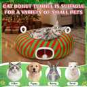 Christmas Cat Bed Tunnel, 3ft x 3ft x 9.8 Around Christmas Tree Cat Donut Tunnels Red Green Striped Mint Color Xmas Pattern with Kitten Gift Hanging Ball Decorations Cave for Xmas Tree Decor
