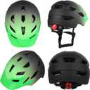 Kids Bike Helmet,Bavilk Kids Boys Girls Bike Helmets with LED Light Detachable Visor Children Youth Teen Multi-Sport for Skating Cycling Scooter Skateboard Adjustable & Lightweight 19.7"-22.4"