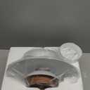 Modern Decor Adjustable Pendant Lamp Kitchen Island, Aluminum and Wood Finish,1-Light E26 Base Ceiling Hanging Light for Dining Room Shop Restaurant (White+Dark Wood Grain, 35cm)