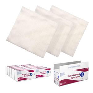 Dynarex Non-Woven Sponges, Non-Sterile, Gauze Sponges, Highly-Absorbent and with Less Linting, 4"x 4", 4 Ply, 1 Case of 2000 (10 Boxes of 200)