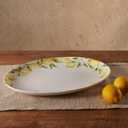 Mikasa Lemons Oval Bone China Lightweight Chip Resistant Serving Platter, 14-Inch, Multicolor