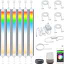 Smart Under Cabinet Lighting Strip Lights White & Color Changing Dimmable Work with Alexa Google Smart Thing Phone App, RGB Multi Colored Lamp for Kitchen Counter Light Fixture (6 Lights Bar Kit)