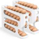 Sotfamily Egg Holder for Fridge, Automatic Rolling Egg Dispenser for Refrigerator, Countertop, Kitchen - Space-saving Egg Roller/Organizer/Storage/Container/Tray - 2 Packs for 56 Large Size Eggs