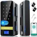 Smart Glass Door Lock, 8 in 1 Upgrade Keyless Entry Digital Door Lock, Glass Front Smart Locks with Keypad, Sliding Door Biometric Fingerprint Glass Lock, Auto Lock for Glass Doors,Office,Home,Store