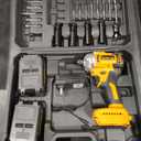 Brushless Impact Wrench 3-in-1 500N.m(369Ft-lbs) Torque Wrench 1/2 Drive with 2x2.0Ah Batteries, 8 Drill Bits, 6 Screwdriver Bits, 4 Sockets, Cordless Impact Gun for automotive Repair and DIY