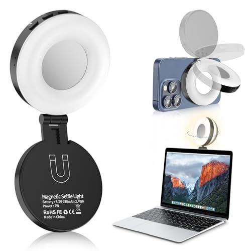 Selfie Light, Selfie Light for iPhone, Portable Phone Ring Light for Video Recording, Adjusted 4 Modes, Rechargeable Fill Light for Selfies, Photography, Makeup, Vlogs, TikTok, Video（Black）
