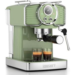 SUMSATY Espresso Machine 20 Bar Espresso Maker with Milk Frother Steam Wand, Professional Expresso Machine for Home Cappuccino & Latte Maker, Retro Coffee Maker with 61oz Water Tank, Matcha Green