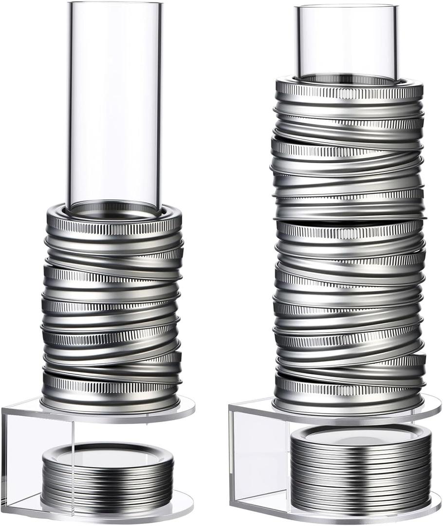 Chunful 2 Pack Mason Jar Lid Organizer Wide & Regular Mouth Storage Rack for Canning Jar Lids and Rings Acrylic Vertical Storage Holder Kitchen Organization & Tumbler Lids