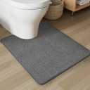 PADOOR Braided U Shaped Toilet Rug, 20x24 Grey, Super Absorbent, Non Slip, Machine Washable, Bathroom Floor Mat
