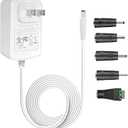 Gonine 24V 1A Power Supply Adapter White, 100-240V AC to DC Converter, 5 Plug Tips for LED Strip Lights (Not Battery Charger)