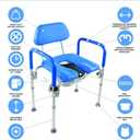 Dignity Ultra-Premium Padded Commode Shower Chair, Comfortable Raised Toilet Seat with Padded Arm Handles and Backrest, for Seniors, Elderly, Adjustable Height, Includes Commode Pail and Lid, Blue