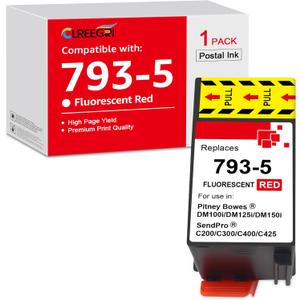 Remanufactured 35ml 793-5 Red Ink Cartridge PB 793-5 Compatible with DM100 DM200 and SendPro C and SendPro+ (1-Pack, 35ml)
