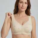 Daisy Bras for Older Women No Underwire Front Closure Comfort Senior Wireless Snap Closing Bra, 44D