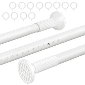 Room Divider Curtain Rod,51-86 inch,Adjustable Shower Curtain Rods,No Need Drilling,Closet Telescopic Poles,Expandable Balcony Tension Pole,White