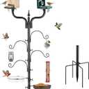 Upgraded Bird House Pole Heavy Duty Bird Feeder Pole Thickened Pole with 4 Hooks,Wind-Resistant Water Bowl,Mesh Tray,Y-Shape Platform Bird House Frame for Yard Garden Backyard(Not Include Birdhouse)