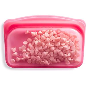 Stasher Premium Silicone Reusable Food Storage Snack Bag, Raspberry, Microwave, Sous Vide, Dishwasher, Oven and Freezer Safe, BPA Free, Leak-free, Eco-friendly, 12 Oz