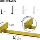 Shelf Brackets Heavy Duty Industrial L Shelf Bracket - 0.2 Inch Thick Premium Solid Steel Shelf Supports, Gold Rustic Wall Brackets for Shelves - 10 Inch Floating Shelves Hardware (6Pcs)