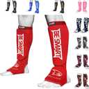 Be Smart Kids, Adults, Youth, Men and Women Muay Thai MMA Kickboxing Shin Guards, Instep Guard Training, Sparring Protective Gear Equipment Shin Kick Pads (XXXS ( 3 to 8 Years ), Red)