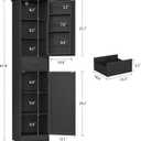 TEENFON Tall Storage Cabinet with 3 Door Shelves & 1 Drawer, Narrow Kitchen Pantry Cabinet for Living Room, Bathroom, Entryway, Black