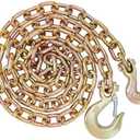 3/8" Binder Chain with Clevis Grab Hooks, 8 FT Trailer Safety Chain, Grade 70 Standard Duty Transport Tow Chain 6,600 Pound Safe Working Load