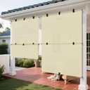ECOOPTS Roller Shades 5'W x 6'L Patio Sun Shade Outdoor Roller Blinds Roll Up Blinds for Patio Porch Backyard Gazebo Deck Balcony (Beige)