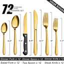 Pleafind 72Pcs Gold Silverware Set for 12 - Dishwasher Safe, Flatware Set with Steak Knives, Stainless Steel Cutlery Set, Include Forks Spoons and Knives Set, Utensil Sets for Home Restaurant