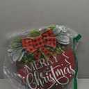 Merry Christmas Hanging Sign for Front Door, Wooden Welcome Wreath with Bow for Holiday Rustic Farmhouse Outdoor Wall Window Decor (Merry Christmas Wreath)