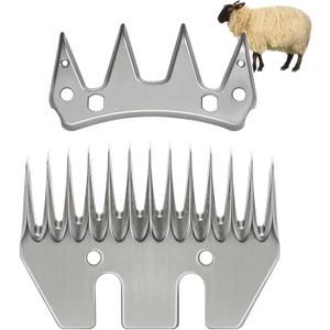 Sheep Shears Wool Clippers Universal Replacement Blades, Shearing Comb and Cutter Blade Set, Stainless Steel Straight 13-Teeth Detachable Trimmer Shears for Grooming Goats, Lambs, Llamas, Alpacas