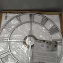 LEIKE 24" Modern Large Wall Clocks,Vintage, Round,Silent Non Ticking,Battery Operated,Silver Metal Roman Numerals Clock for Living Room/Bedroom/Kitchen Decor