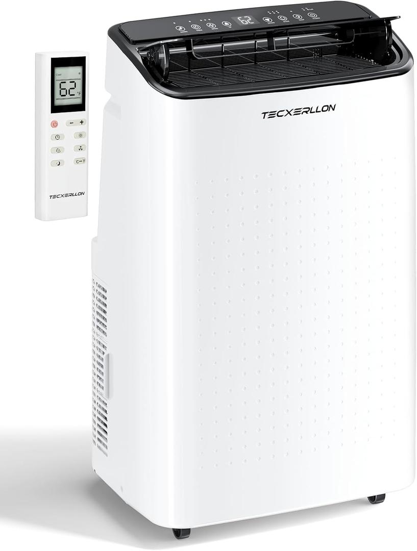 TECXERLLON 15,000 BTU Portable Air Conditioner for Large Room up to 800 Sq. Ft., Quiet 48dB 4-in-1 AC Unit with Dehumidifier, Self-Evaporating, Sleep Mode, Remote & Window Kit