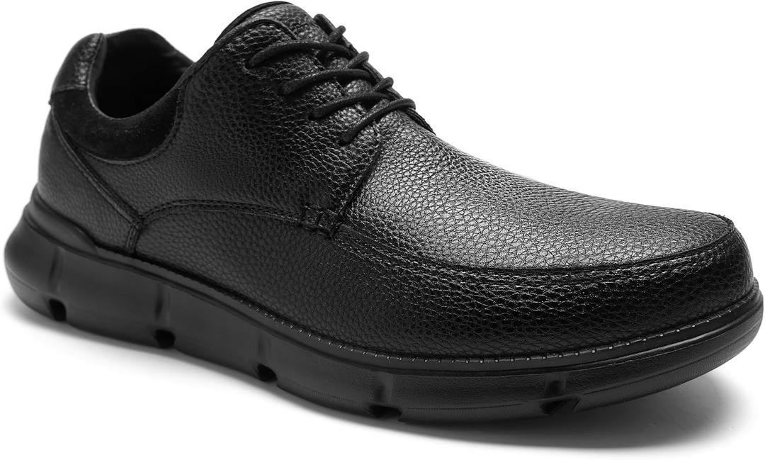 Men's Orthopedic Wide Toe Box Leather Dress Walking Shoes: Plantar Fasciitis Heel Spur Recovery Orthotics Supportive Cap Toe Oxfords, Comfortable High Arch Neuropathy Tuxedo Shoes Black Size 14