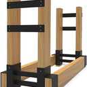 BALIE SPACE Outdoor Firewood Rack Brackets Kit for Fire Wood Pile Storage, Adjustable Log Stacking Stand Holder for 2x4 Lumber, Black, Set of 2