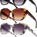 LADEESSE 3 Pack Bifocal Sunglasses For Women Stylish Reading Sun glasses for Women (Black+Tortoise+Grey)