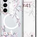 for Samsung Galaxy S25 Plus Magnetic Case, Compatible with MagSafe Clear Anti Shock Fashion Design for Samsung S25 Plus Phone Cover 6.7 inch, Plum Blossom