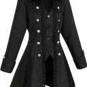 Rainday Women's Steampunk Pirate Jacket Medieval Gothic Tailcoat Victorian coat Costume (3X-Large, Z3007bk)