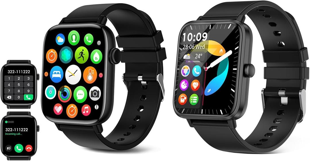 Smart Watch (Answer/Make Call): Waterproof Fitness Trackers with 24-Hours Blood Pressure Heart Rate SpO2 Sleep Monitor Watches for Men Women, iPhone Android Compatible (Stone Black)
