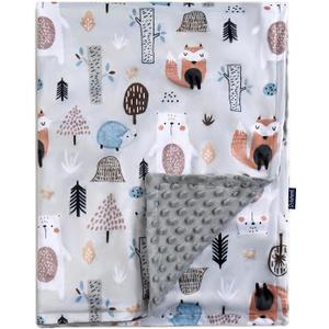QSTEHEML Baby Blankets for Boys Neutral,Super Soft Nursery Minky Blanket Unisex, Baby Gifts Double Layer with Dotted Backing, Newborn Blankets for Crib Stroller(Fox, 30 * 40inch)