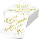 200 Pcs Wedding Napkins for Reception Disposable Bridal Shower Napkins Gold Foil Wedding Decorations Mr and Mrs Napkins for Engagement Party Decoration Cocktail Beverage Dessert (Delicate Styles)