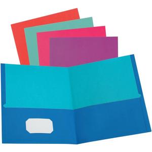 Oxford 2 Pocket Folders, Textured Paper, Assorted Colors (Blue, Purple, Teal, Orange, Pink), Contrasting Interior, Letter Size, 25 Per Box (53274EE)