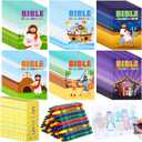 Gilprop 48 Set Bulk Christian Coloring Books with Crayons for Kids Bible Religious Drawing Books Bulk Christian Story Activity Supplies, DIY Sunday School Crafts, Bible Party Favors Gifts