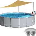 Above Ground Pool Shade Set with Storage Tray – UV-Resistant Shade Sail for 15-22 Ft Pools, Outdoor Triangular Canopy with Sun Shade Poles for Deck, Backyard & Pool Essentials (13x13x13 Ft)