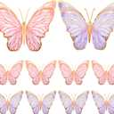 PerKoop 10 Pcs Large Butterfly Centerpieces for Tables Butterfly Party Decorations 3D Paper Table Toppers Centerpieces Wall Decor for Birthday Baby Shower Wedding Party Supplies (Pink, Purple)